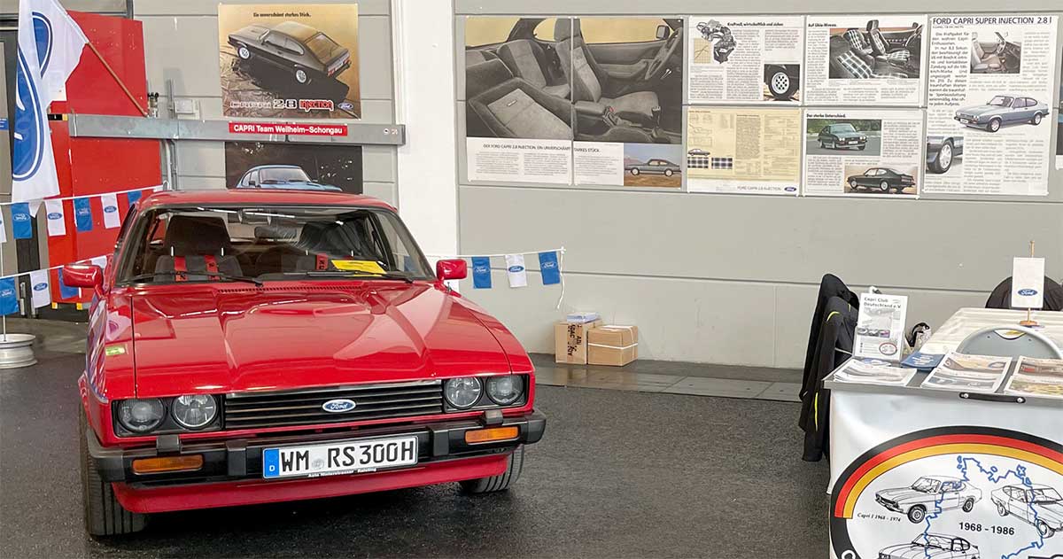 Der 2.8i von Wolfgang Stein schmückte die Capri-Präsentation. Der 2.8i von Wolfgang Stein schmückte die Capri-Präsentation.