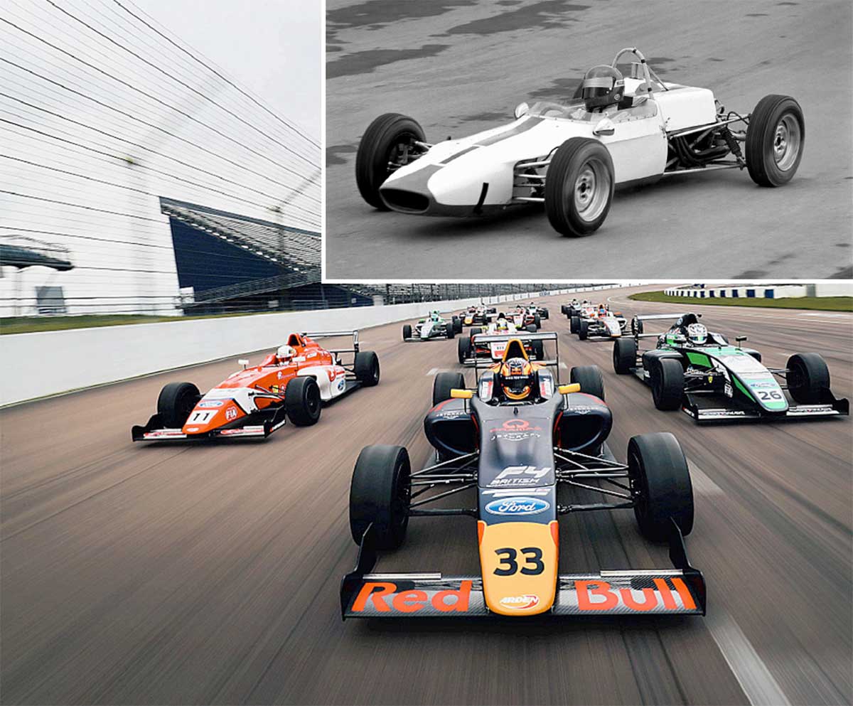 Seit 2015 sahen die Formel Ford-Fahrzeuge wie Mini -F1-Boliden aus. Die Autos aus den 1960er Jahren ähnelten den damaligen Formel 1-Wagen weniger.